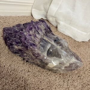 Amethyst Crystal Skull Sculpture - Purple and Clear